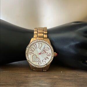 Betsey Johnson Gold Watch with Heart Dial